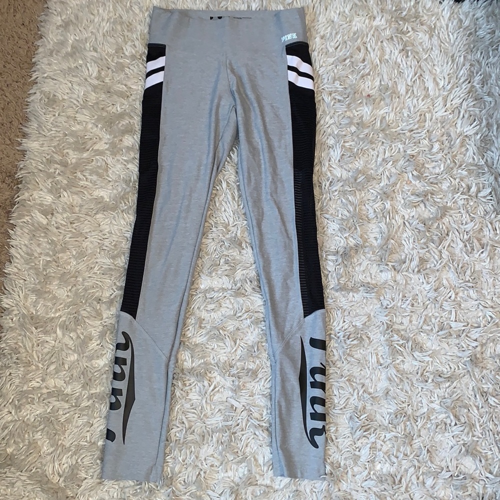 Pink, grey leggings w/ mesh sides/pockets, Women M